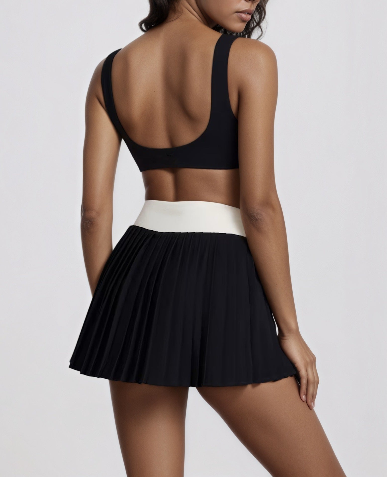 Crossover Pleated Mini Skort Set