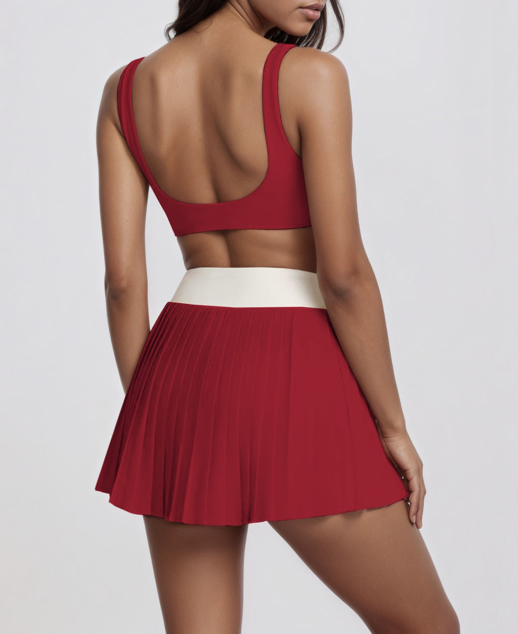 Crossover Pleated Mini Skort Set