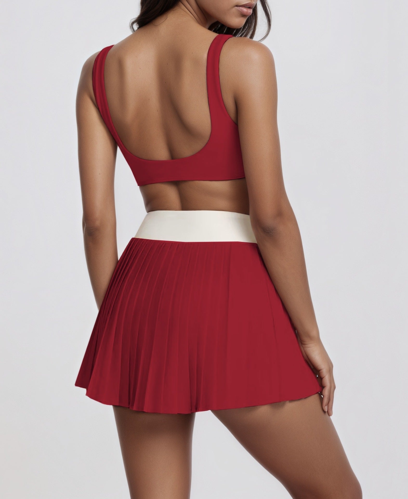 Crossover Pleated Mini Skort Set