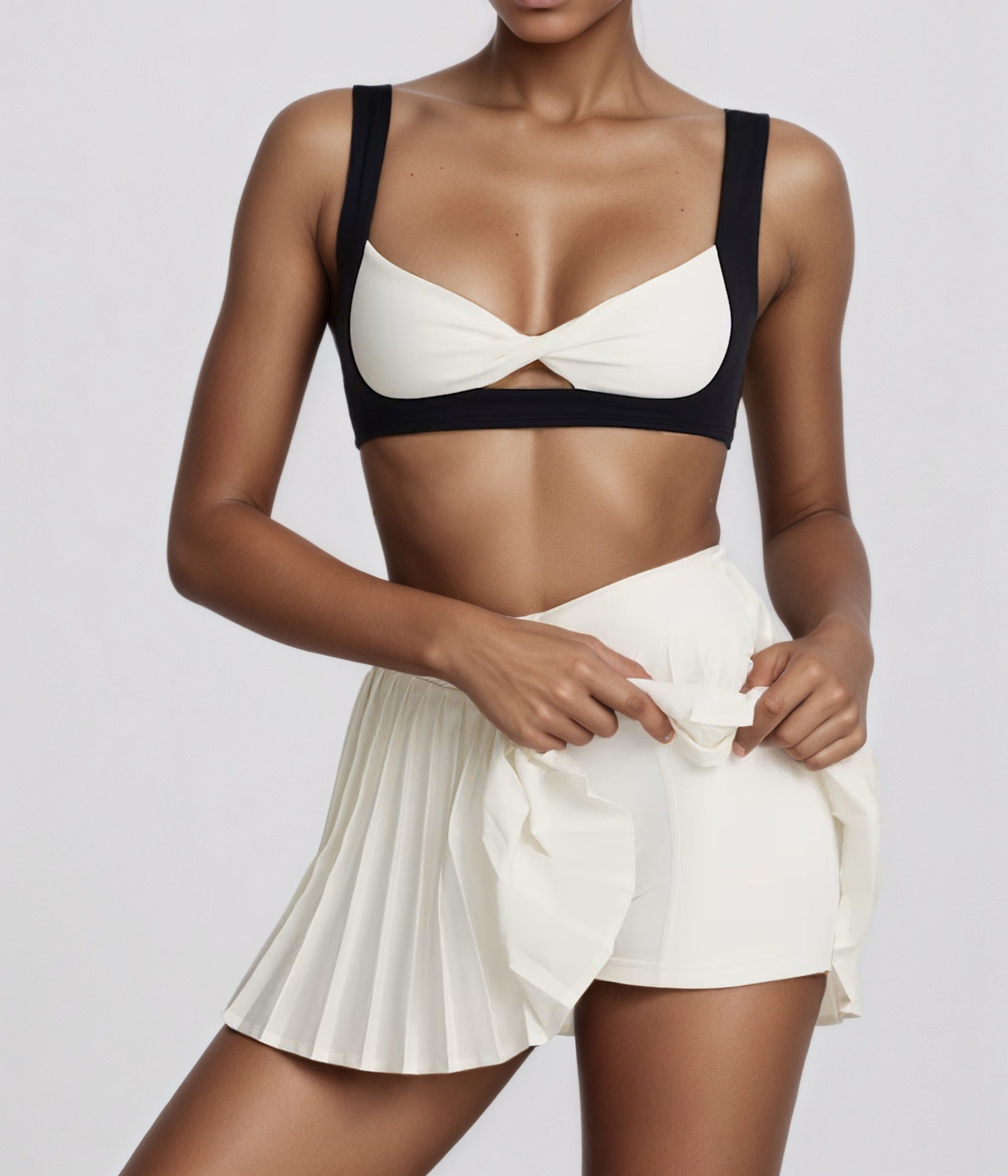 Crossover Pleated Mini Skort Set