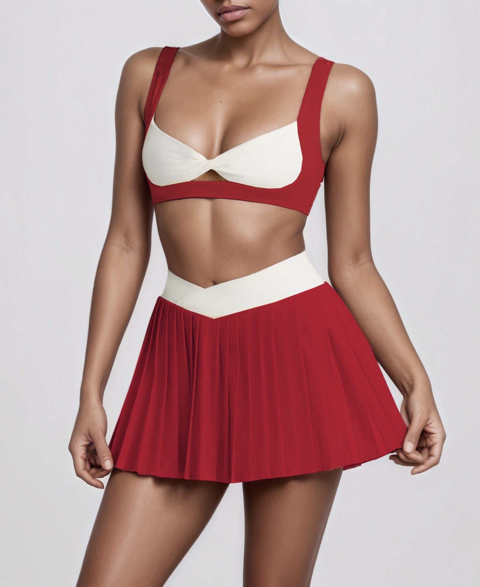 Crossover Pleated Mini Skort Set
