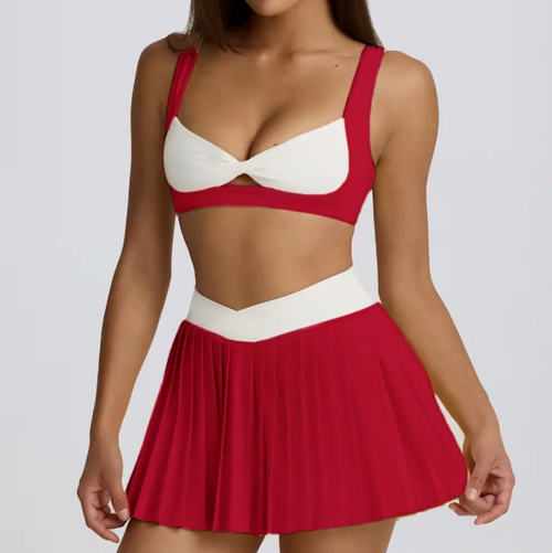 Crossover Pleated Mini Skort Set